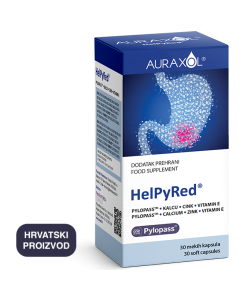 AURAXOL HELPYRED Pylopass, kalcij, cink, vitamin E, 30 kapsula