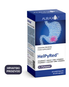 AURAXOL HELPYRED Pylopass, kalcij, cink, vitamin E, 60 kapsula